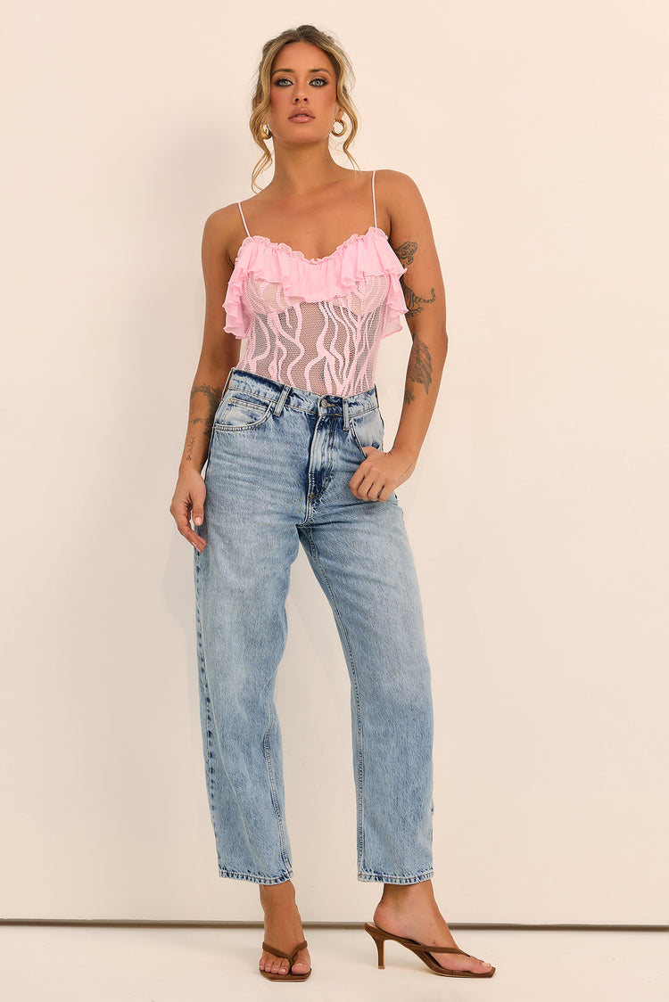 Soft Whispers Lace Bodysuit - Pink