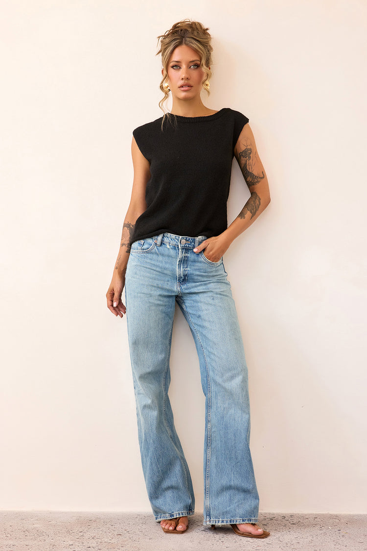 Dance In The Sun Knit Top - Black-KNITWEARS