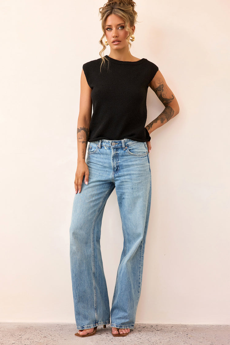 Dance In The Sun Knit Top - Black-KNITWEARS