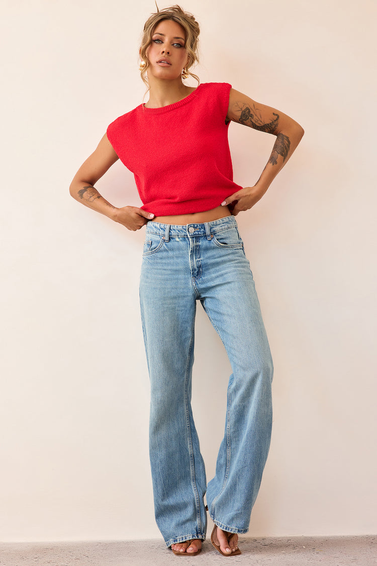 Dance In The Sun Knit Top - Red-TOPS