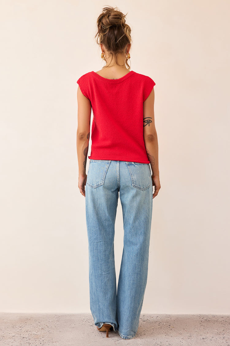 Dance In The Sun Knit Top - Red-TOPS