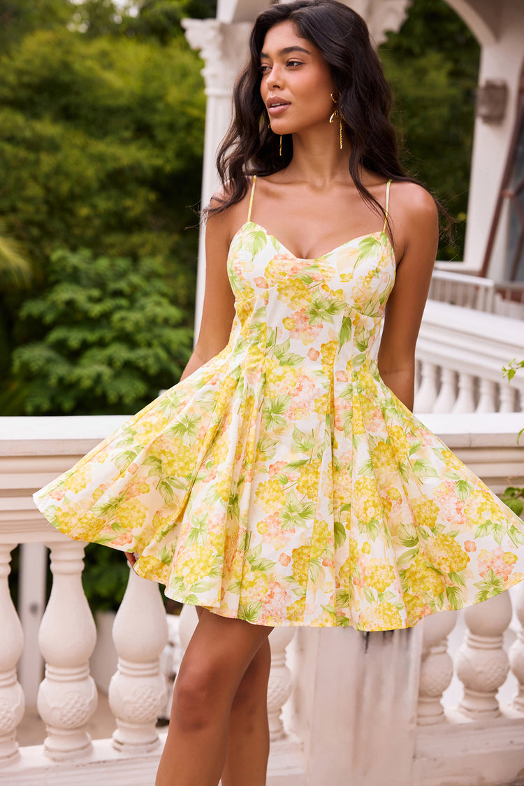 Signature Lady Woven Mini Dress - Yellow
