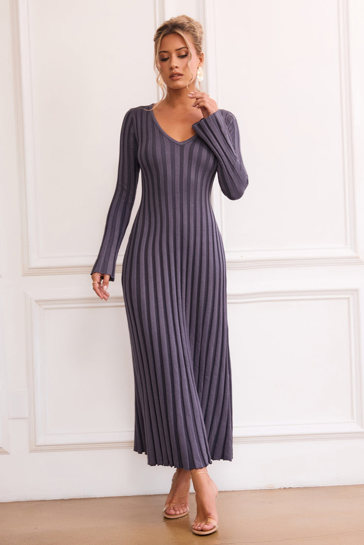 Flutter By Me Knit Maxi Dress - Blue | Sage and Paige AUS.
