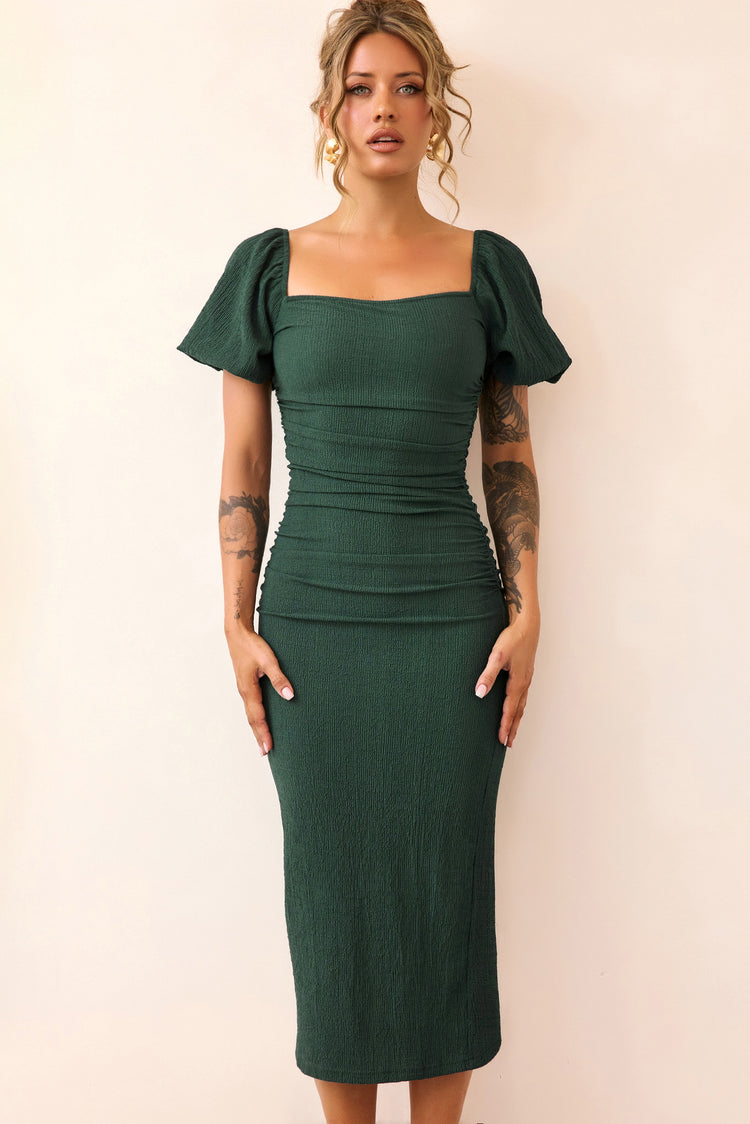 Our Memories Jersey Midi Dress - Forest Green