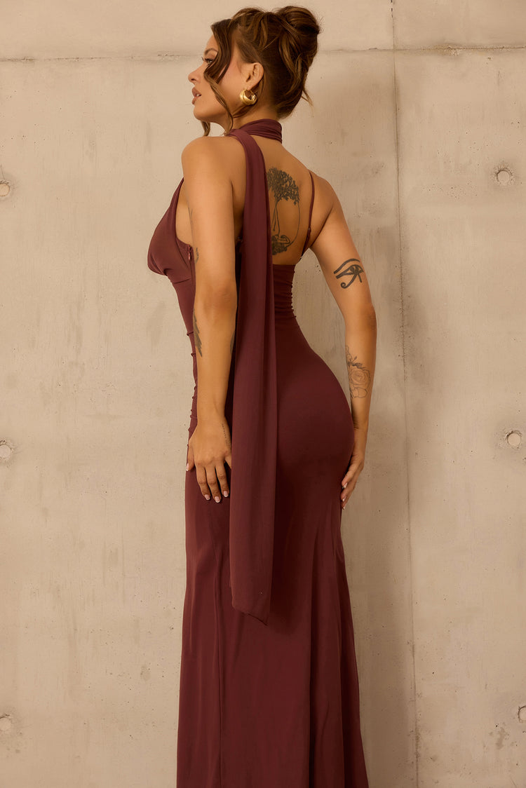 Lunaria Mesh Maxi Dress - Chocolate