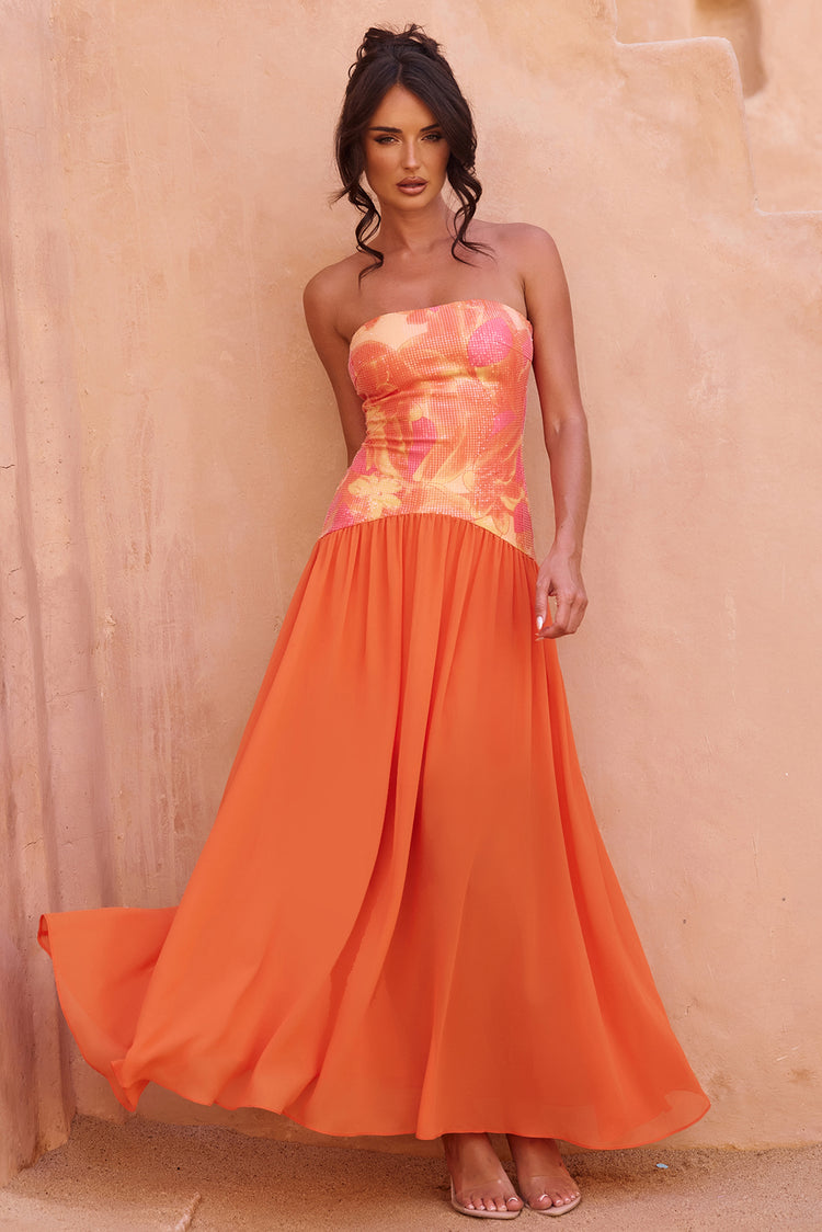 Sunset Breeze Maxi Dress - Tangerine