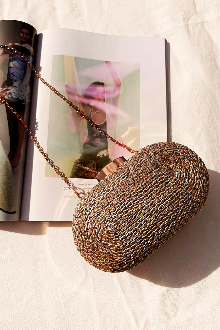 Aurora Gleam Clutch Bag - Rose Gold