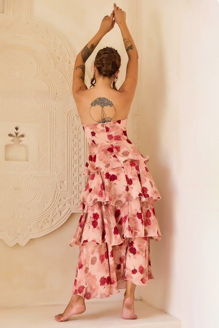Showered With Love Chiffon Maxi Dress - Blush