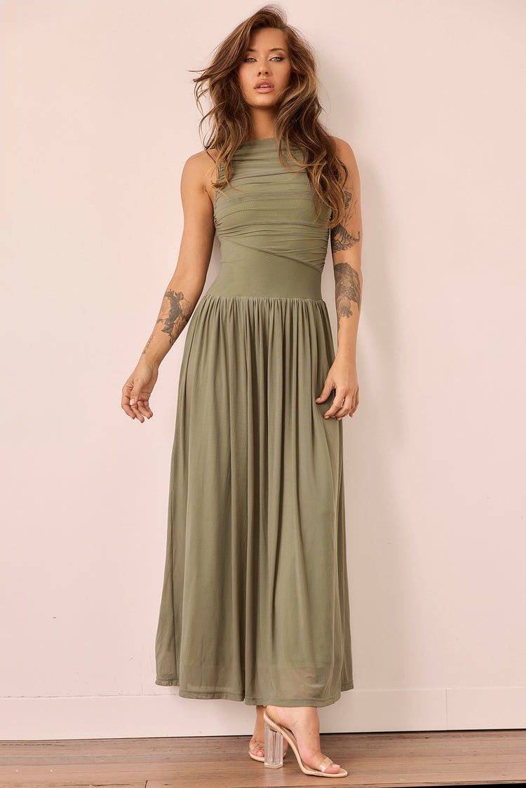 Painters Garden Maxi Dress - Olive