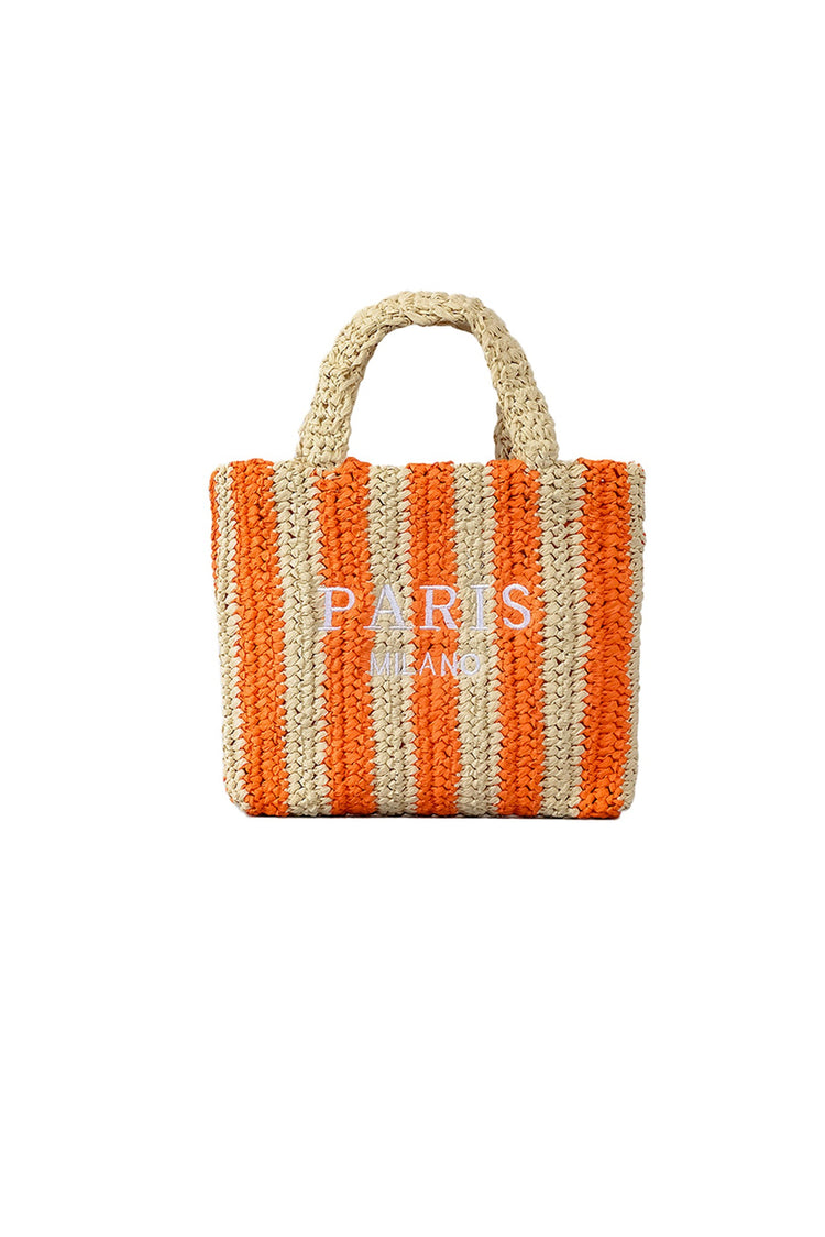 Sunset Stroll Raffia Bag - Orange Beige