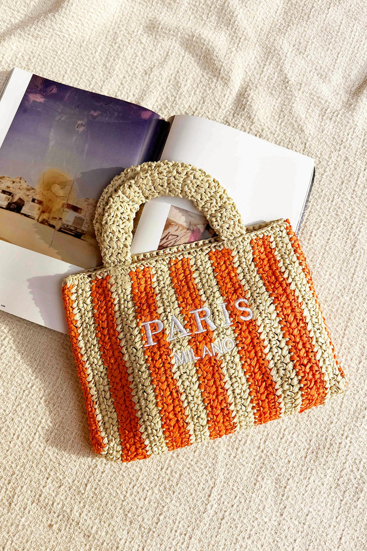 Sunset Stroll Raffia Bag - Orange Beige