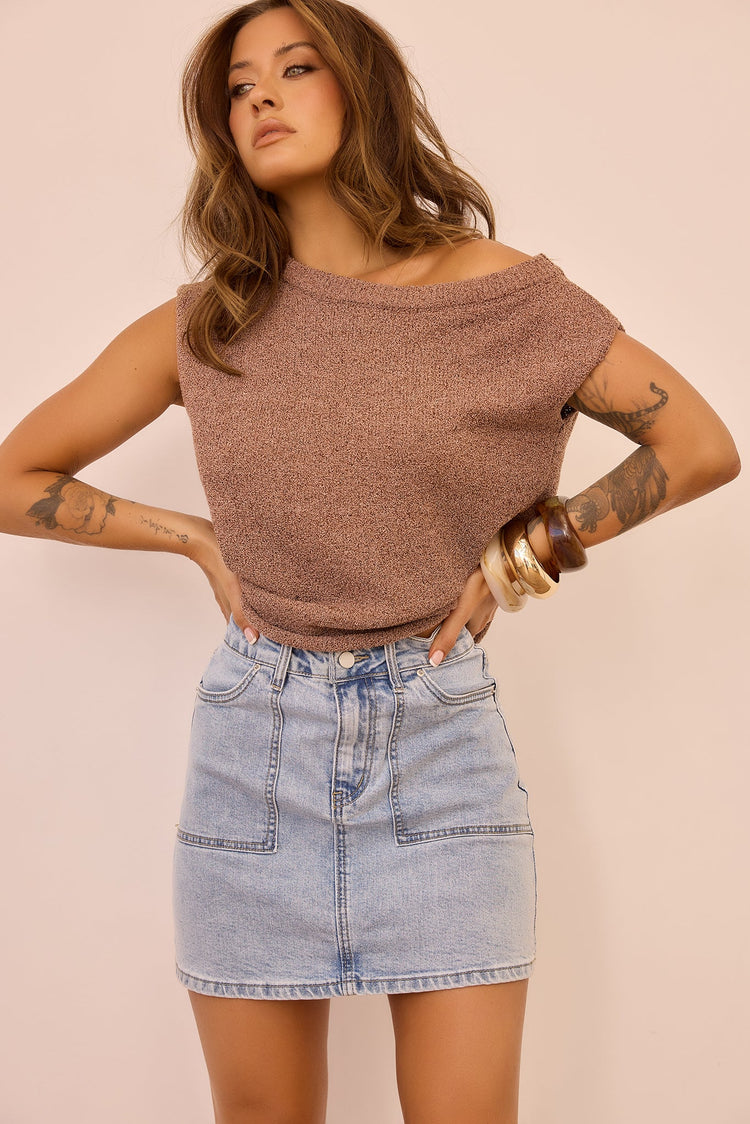 Luxury Lookbook Denim Skirt - Washed Blue