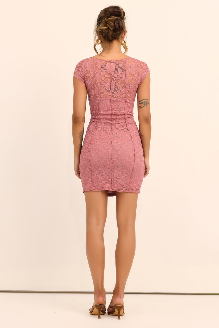 Lucienne Lace Mini Dress - Blush