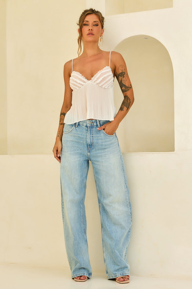 Soft Moonlit Chiffon Top - White