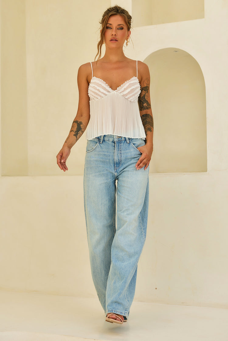 Soft Moonlit Chiffon Top - White