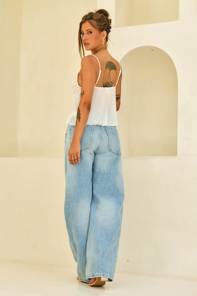 Soft Moonlit Chiffon Top - White