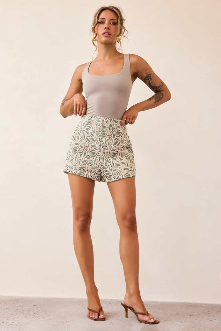 Love This Feeling Lace Shorts - Olive