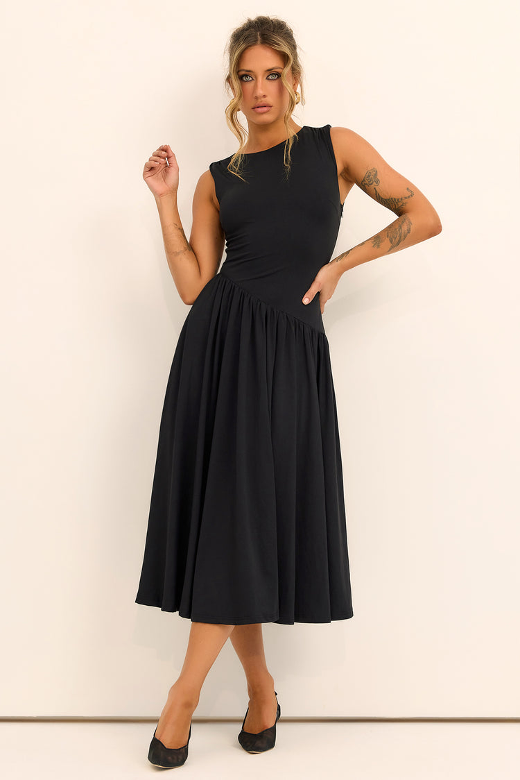 Meadowline Jersey Midi Dress - Black