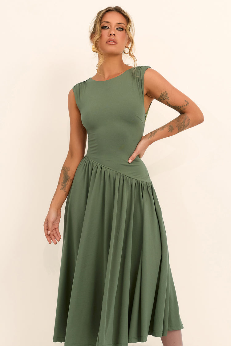 Meadowline Jersey Midi Dress - Olive