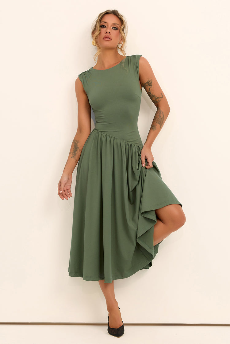 Meadowline Jersey Midi Dress - Olive
