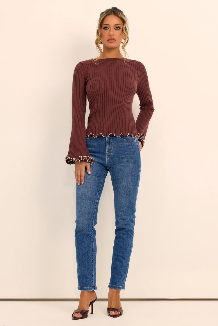 Sugarcurl Knit Top - Cocoa