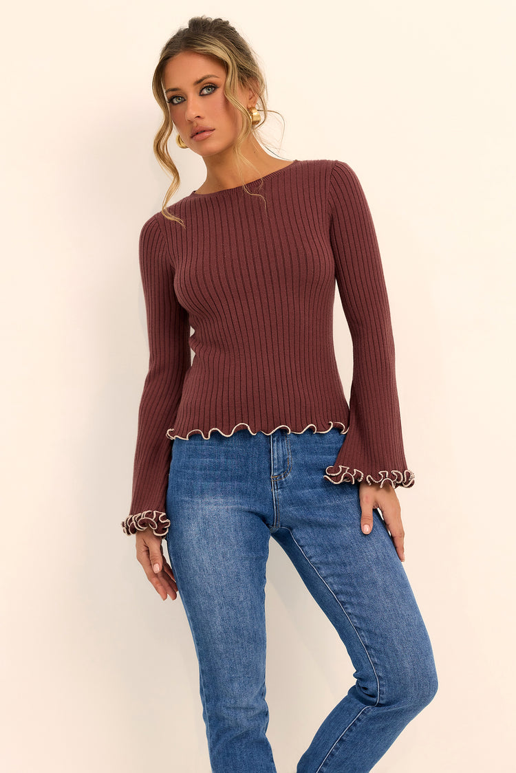Sugarcurl Knit Top - Cocoa