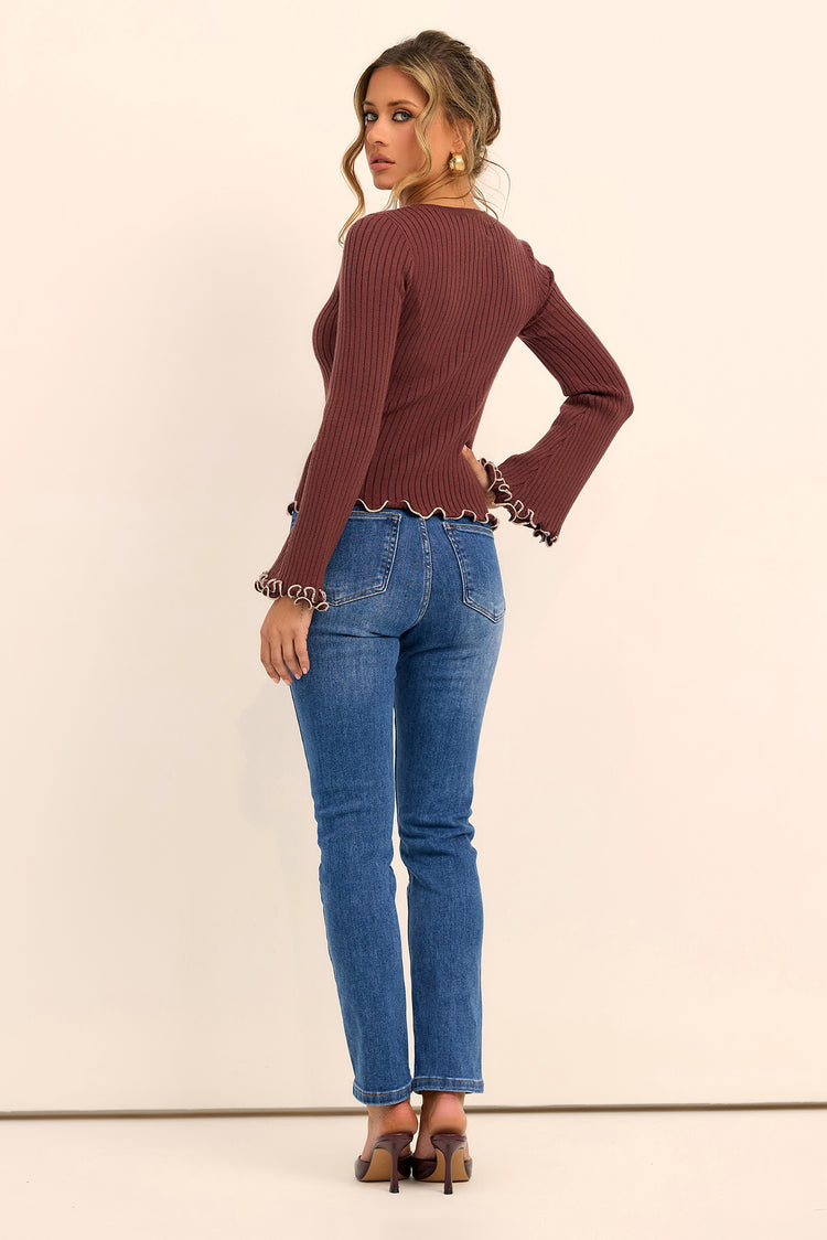 Sugarcurl Knit Top - Cocoa