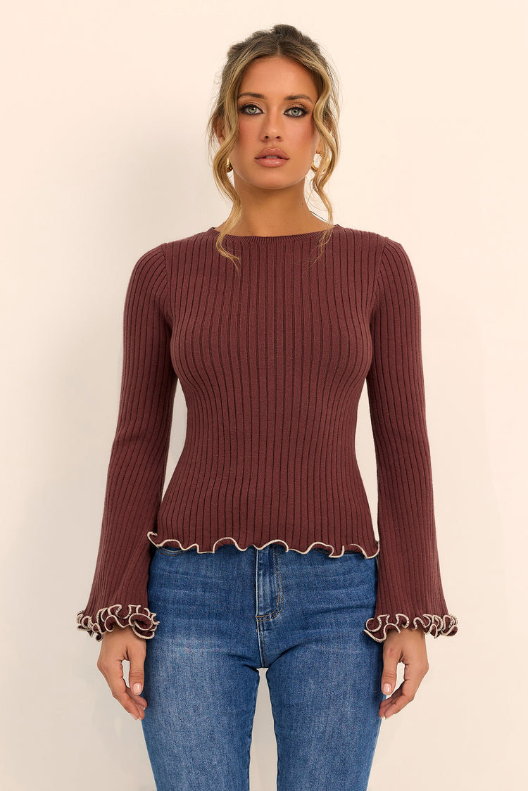 Sugarcurl Knit Top - Cocoa