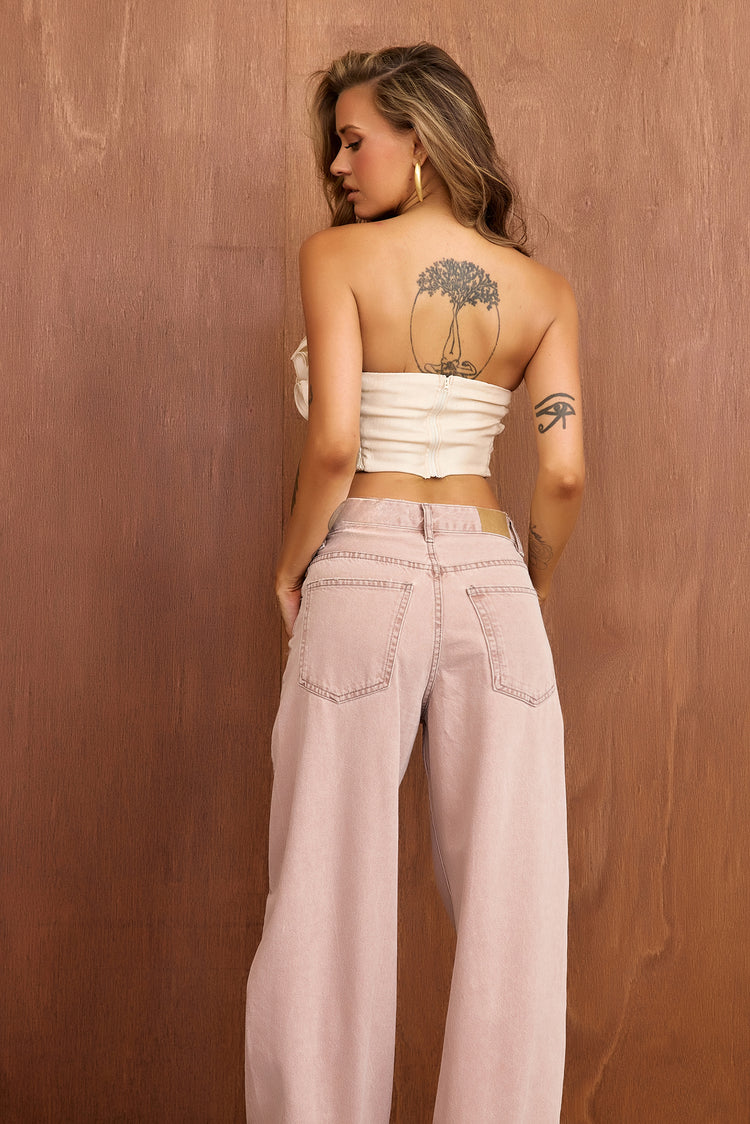 Petal Reverie Satin Crop Top - Beige-TOPS