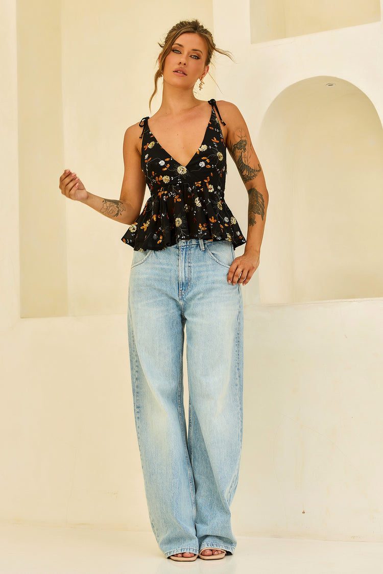 Moonbeam Luxe Sequin Chiffon Top - Black