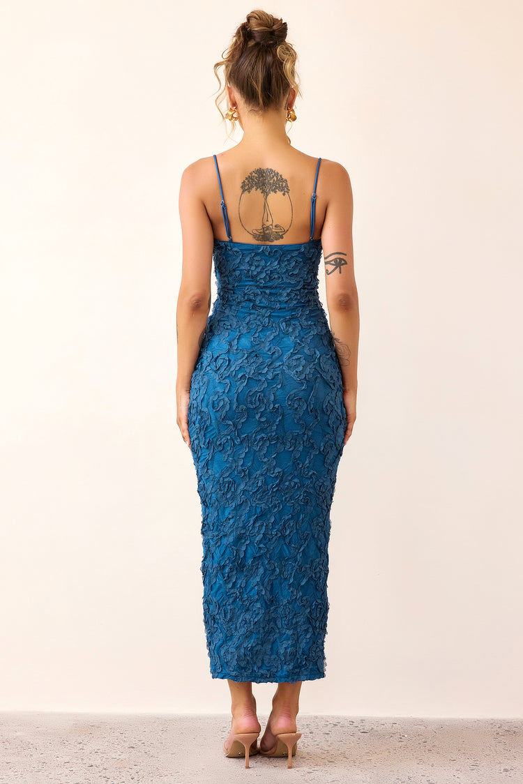 Petal Trace Midi Dress - Midnight Blue-DRESSES