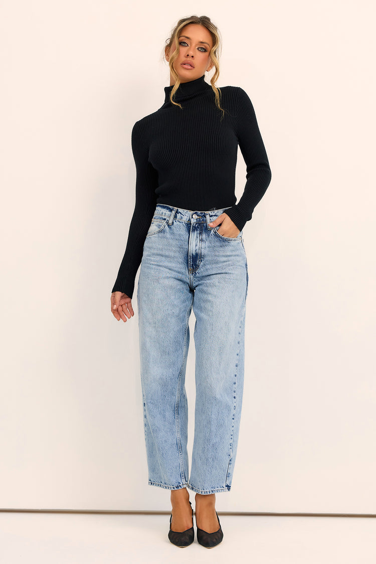 After Hours Turtleneck Knit Top - Black