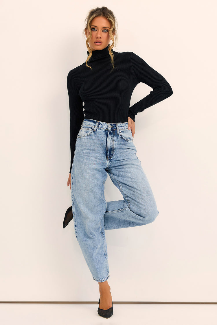 After Hours Turtleneck Knit Top - Black