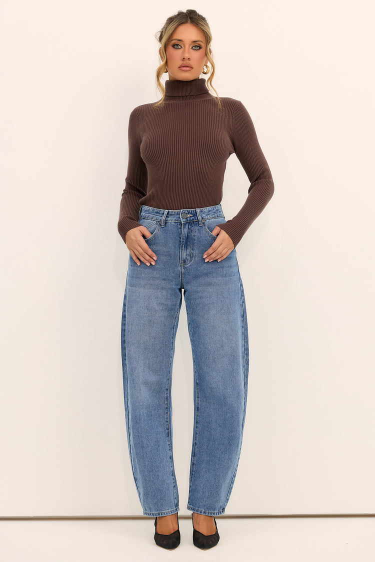 After Hours Turtleneck Knit Top - Chocolate