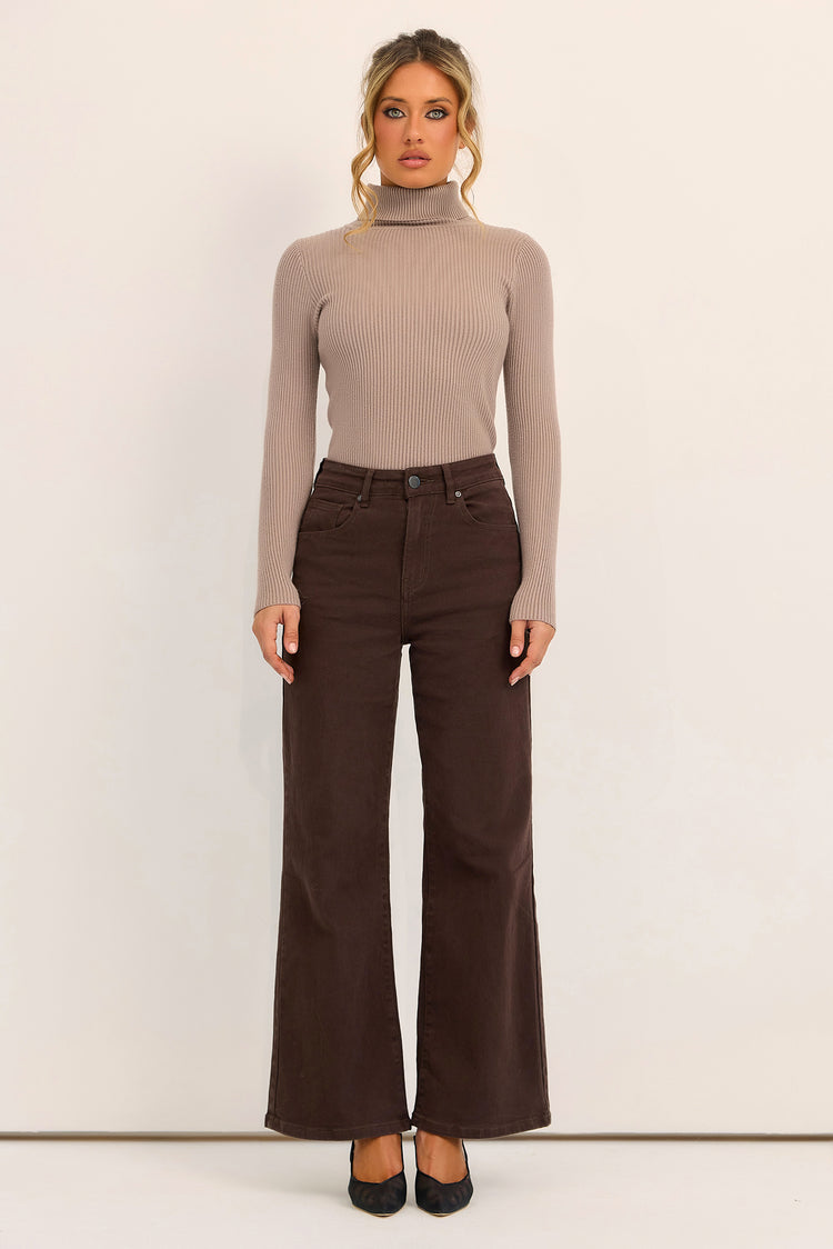 After Hours Turtleneck Knit Top - Mocha
