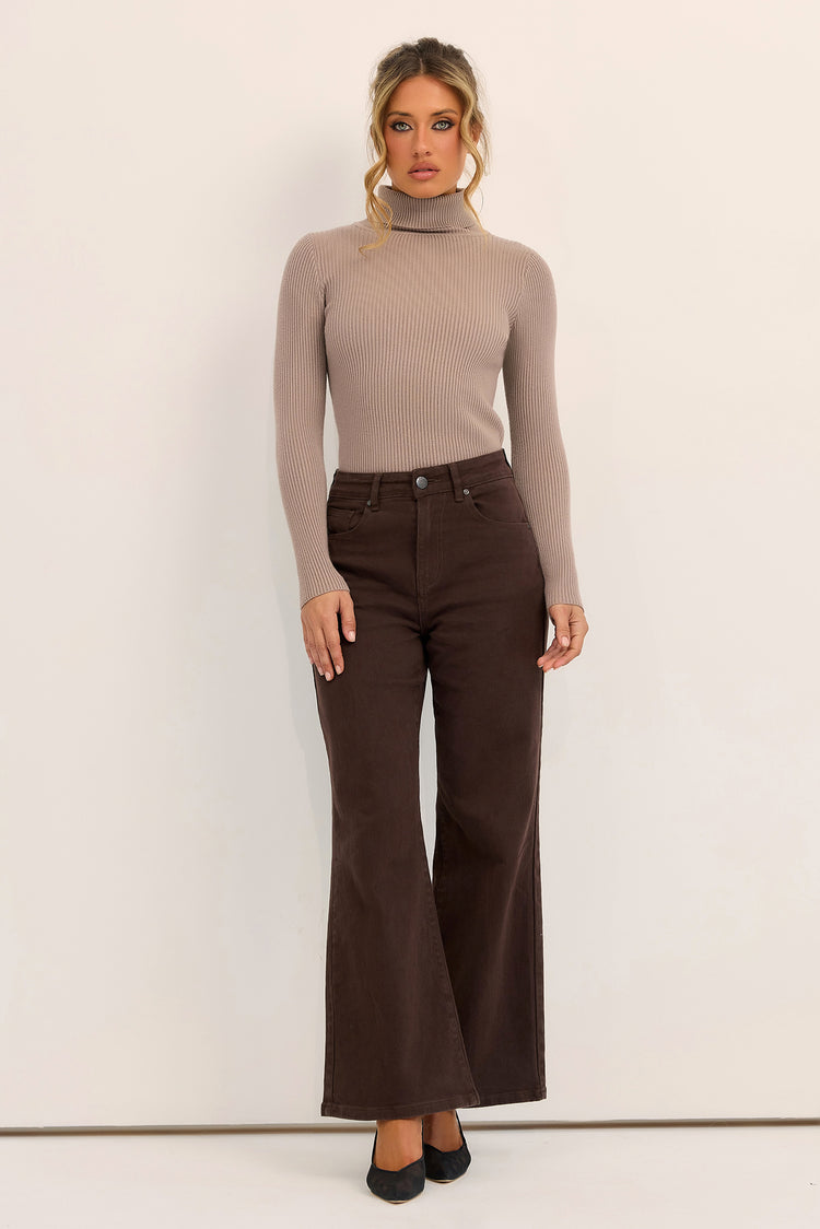 After Hours Turtleneck Knit Top - Mocha