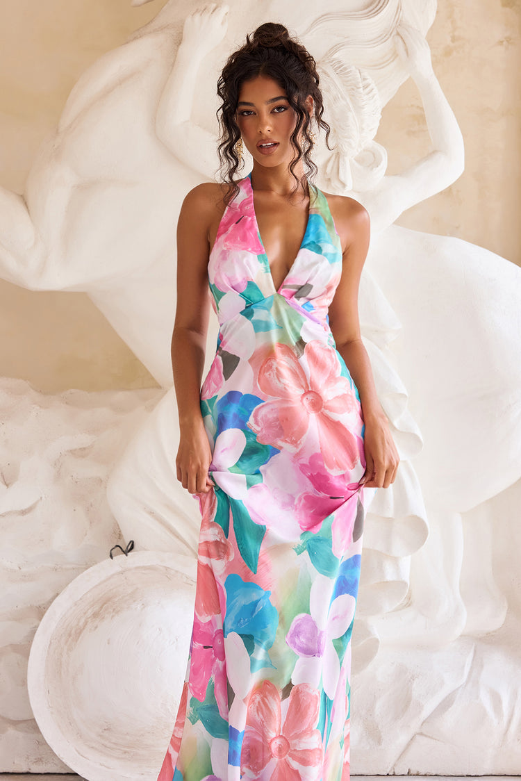 Dream State Satin Maxi Dress - Pink Multi