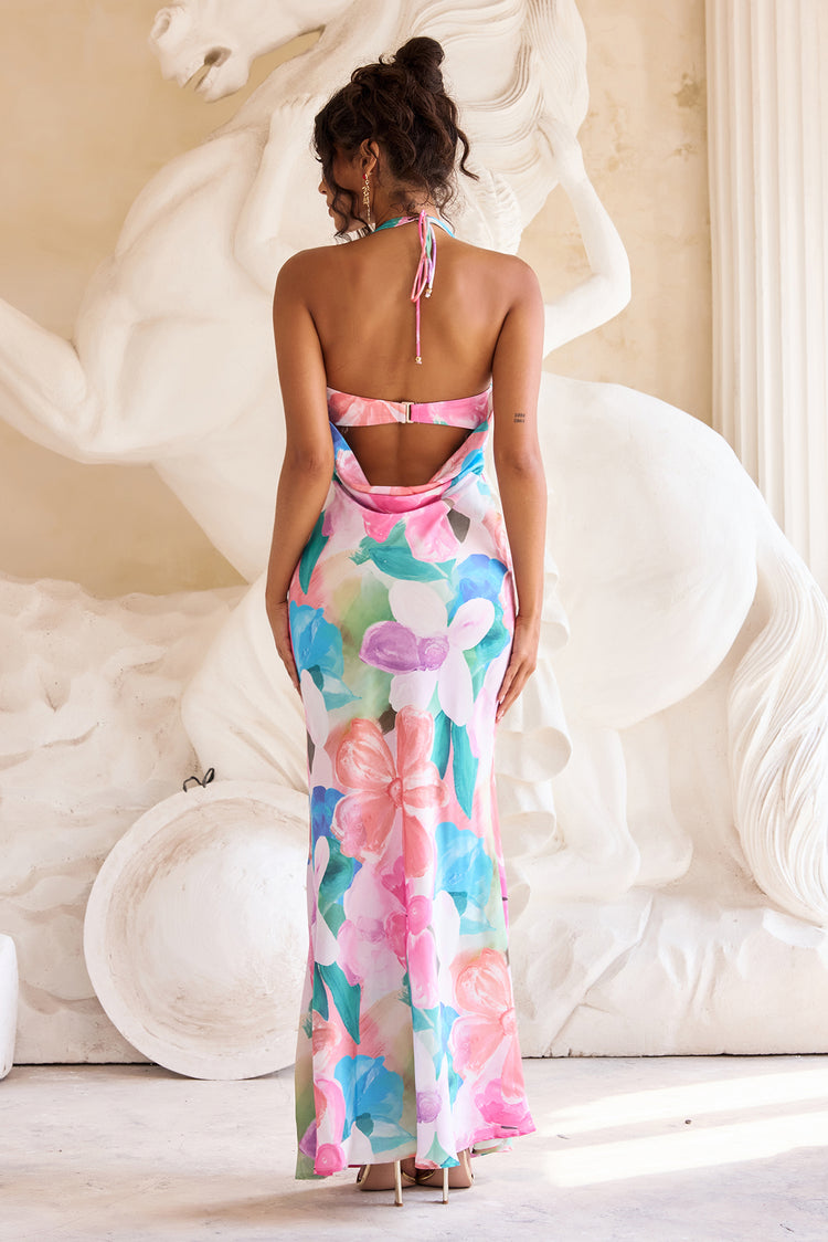 Dream State Satin Maxi Dress - Pink Multi