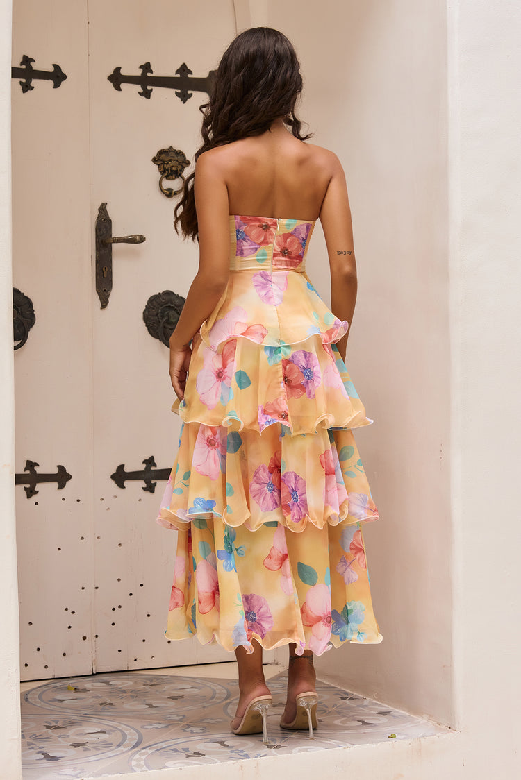 Free Daydream Chiffon Maxi Dress - Yellow Multi-DRESSES