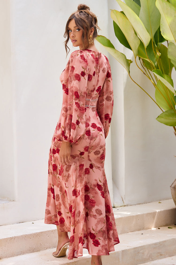 Love Story Motion Chiffon Maxi Dress - Rose