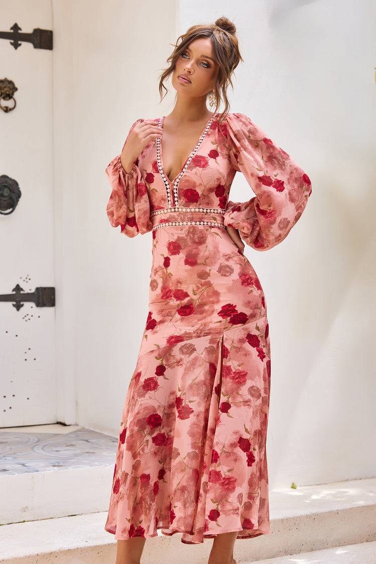 Love Story Motion Chiffon Maxi Dress - Rose