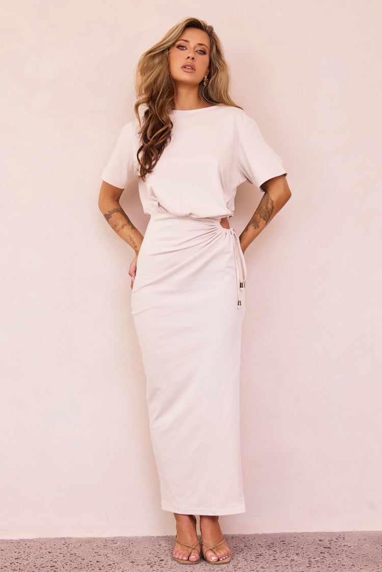 Slow Sundays Jersey Maxi Dress - Beige