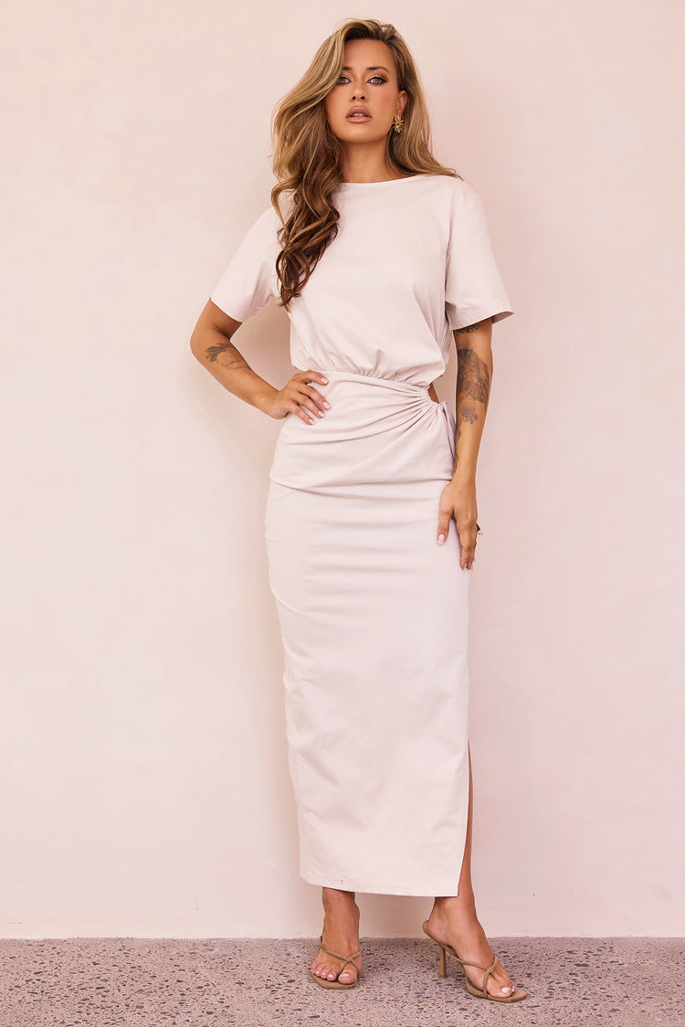 Slow Sundays Jersey Maxi Dress - Beige