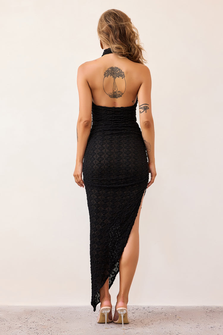 Seraphina Textured Lace Midi Dress - Black
