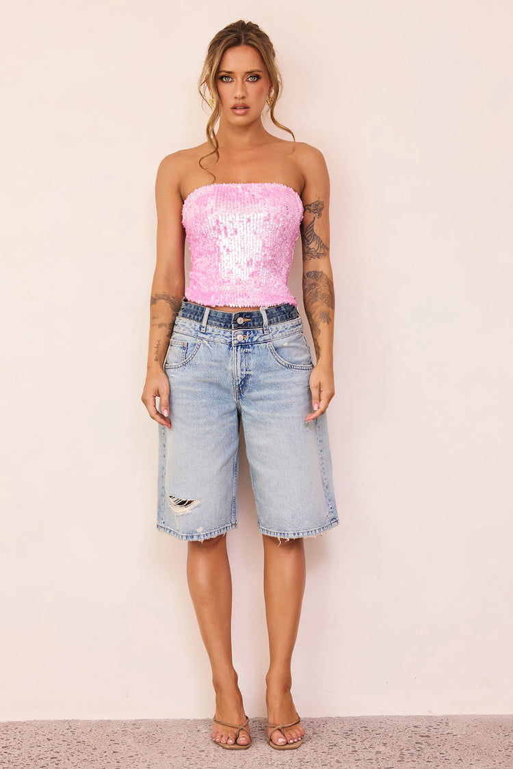 Midnight Pulse Sequin Top - Pink