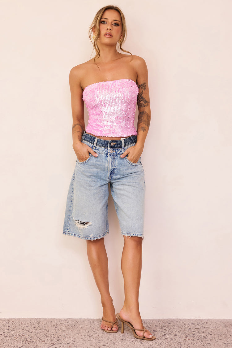 Midnight Pulse Sequin Top - Pink