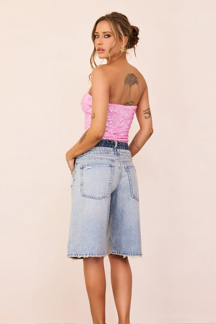 Midnight Pulse Sequin Top - Pink