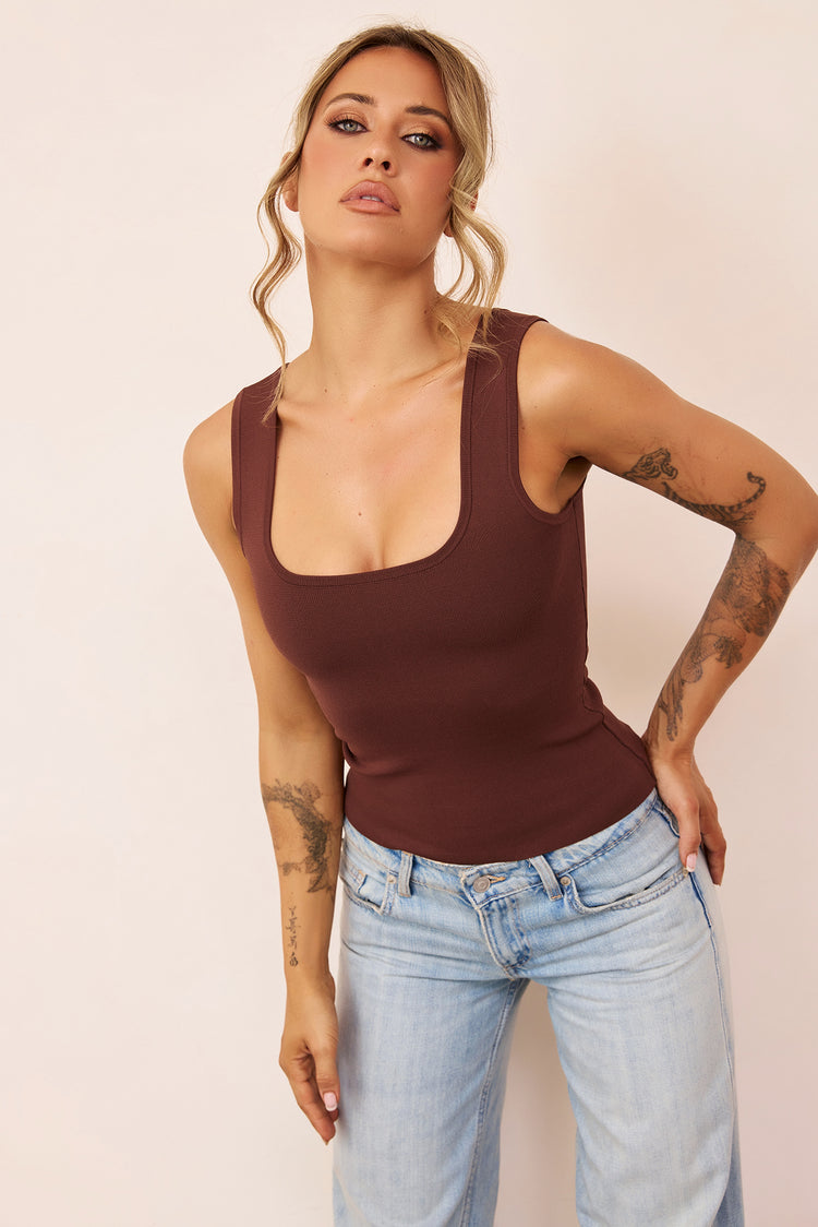 Arielle Sculpt Bandage Tank - Chocolate