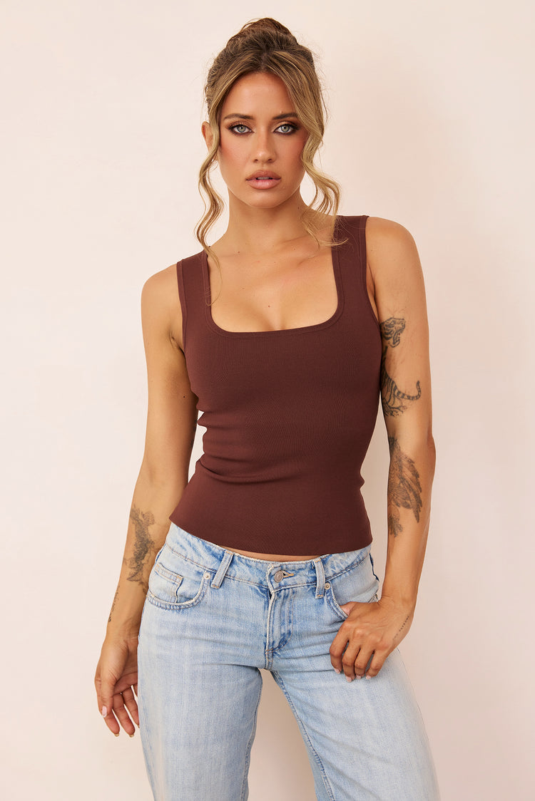 Arielle Sculpt Bandage Tank - Chocolate