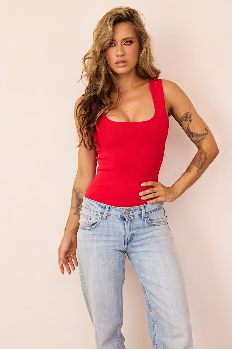 Arielle Sculpt Bandage Tank - Red
